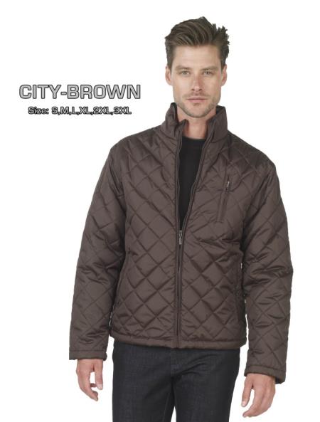 Mensusa Products Long Sleeve Quilted Jacket in Blue or Brown
