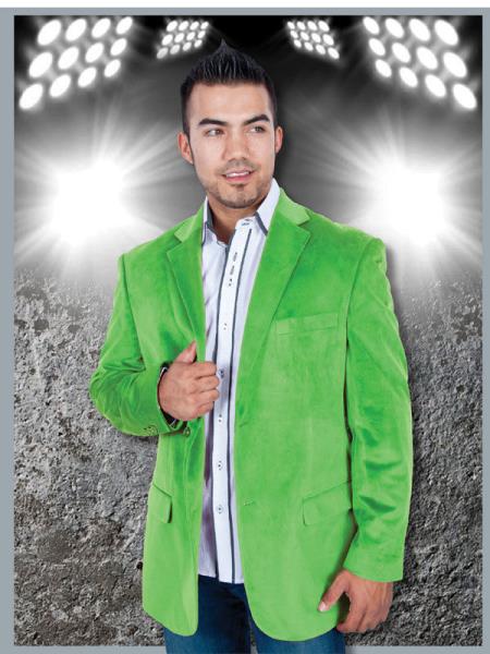 Mensusa Products Casual Velvet ~ Velour Apple Green, Mint, Lime Sport Jacket Blazer