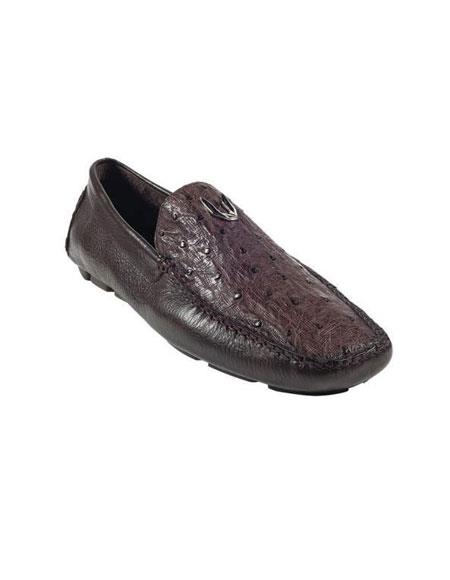 Mensusa Products Men's Brown Genuine Full Quill Ostrich Drivers 317