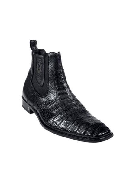 Mensusa Products Men's Genuine Caiman Belly Black Dress Short Boot 417