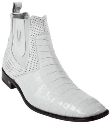 Mensusa Products Men's Genuine Caiman Belly White Dress Boot 417