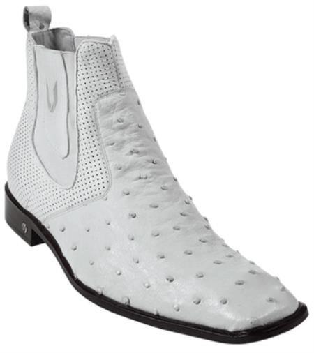 Mensusa Products Men's Genuine White Full Quill Ostrich Dressy Boot 417