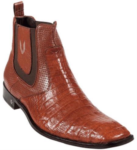 Mensusa Products Men's Genuine Cognac Caiman Belly Dress Boot 417