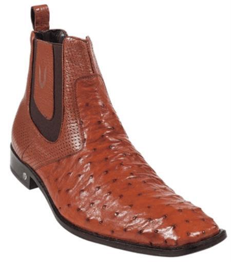 Mensusa Products Men's Cognac Full Quill Ostrich Dressy Boot 417