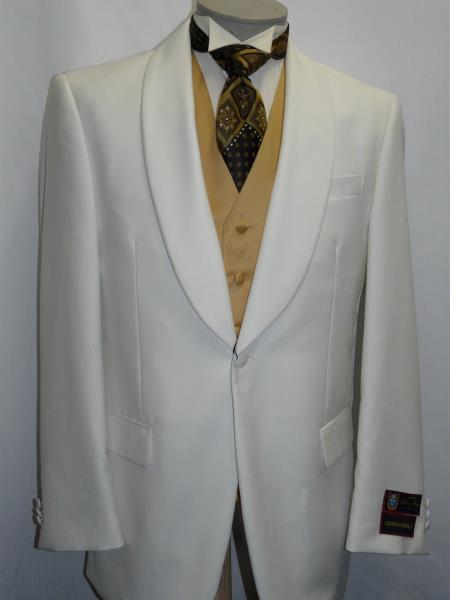 Mensusa Products Men's Ivory Dinner Jacket Shawl Collar Formal Wear Single Breasted One Button