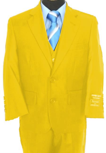 Mensusa Products Boys 3 Piece 2 Button Suit Yellow