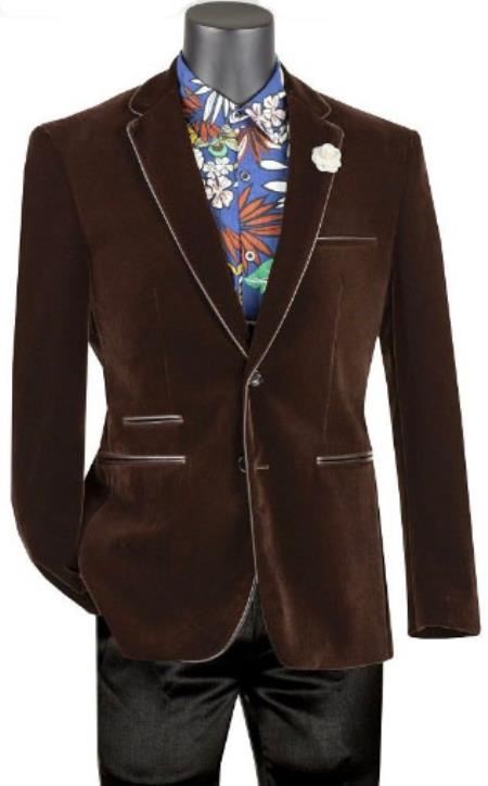 Mensusa Products Men's Adolfo Brown Velvet Blazer Dancing Jacket Formal or Casual Soft Cotton
