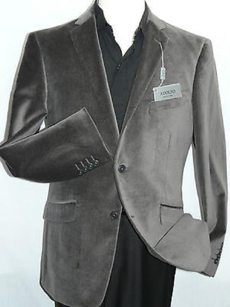Mensusa Products Men's Adolfo Grey Velvet Blazer Entertainer Formal or Casual Sport Coat Cotton