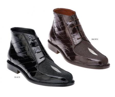 Mensusa Products Mens Genuine Eel / Stingray Shoes Available in Black, Brown Colors