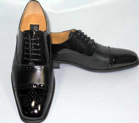 Mensusa Products Cap Toe Black Oxford Leather Dress Shoe
