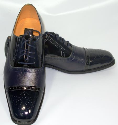 Mensusa Products Cap Toe Navy Oxford Leather Dress Shoe