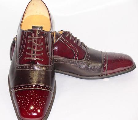 Mensusa Products Cap Toe Burgundy Oxford Leather Dress Shoe