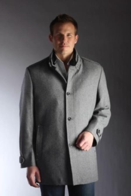 Mensusa Products Mens 34 Fashion Wool Blend Walking Coat Black, Medium Grey