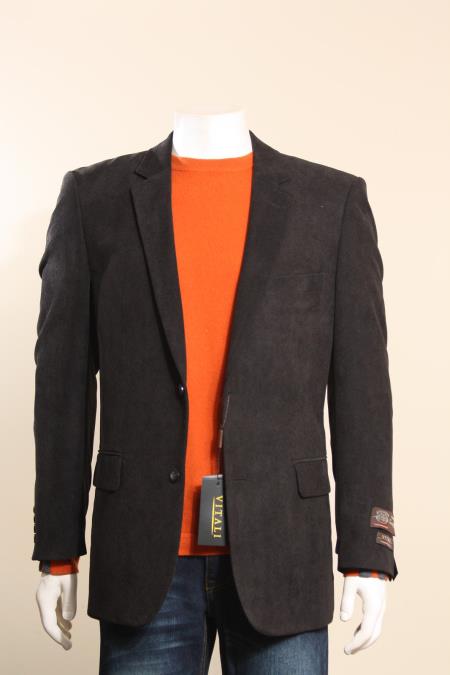 Mensusa Products Men's 2 Button Black Sport Coat/ Sport Jacket / Blazer Jacket with Side Vents Black