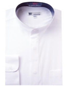Mensusa Products Men's Band Collar Dress Shirts White