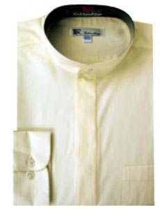 Mensusa Products Men's Band Collar Dress Shirts Cream