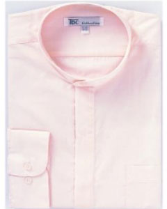 Mensusa Products Men's Band Collar Dress Shirts Pink