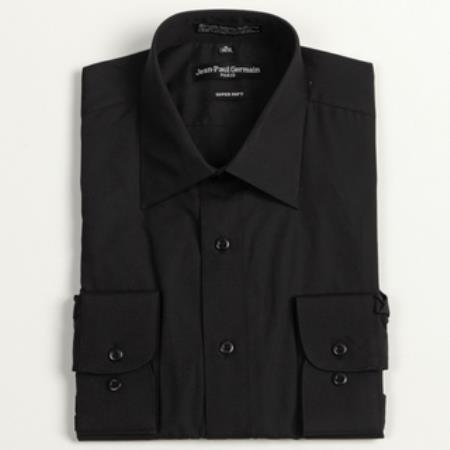 Mensusa Products Men's Black Convertible Cuff Big & Tall Dress Shirt