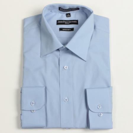 Mensusa Products Men's Medium Blue Convertible Cuff Big & Tall Dress Shirt