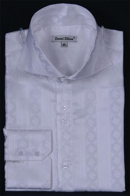 Mensusa Products Mens Shiny flashy Satin Fancy Luxurious Shirt White