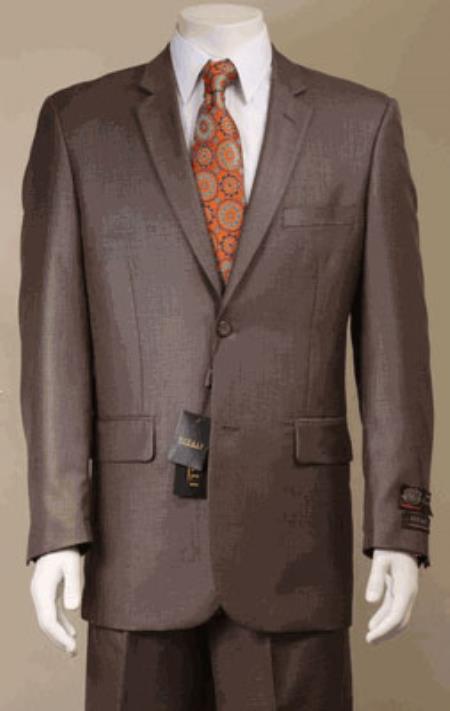 Mensusa Products Big and tall suits-Big and Tall Size 56 to 72 2Button Suit Shiny Sharkskin Taupe
