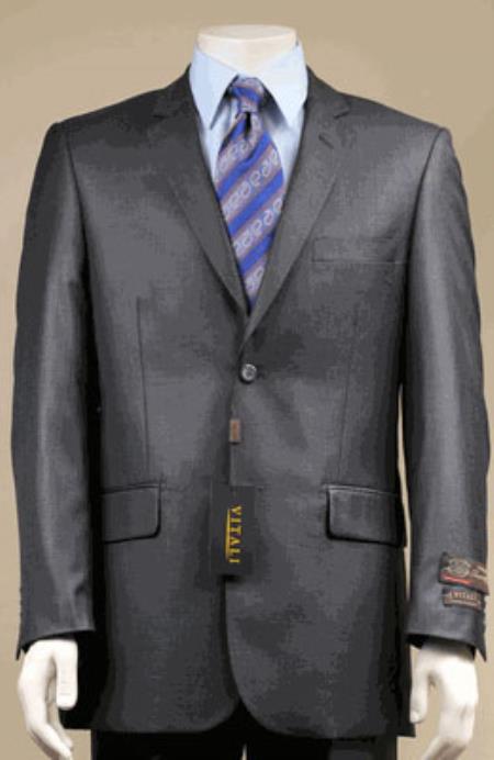 Mensusa Products Big and tall suits-Big and Tall Size 56 to 72 2Button Suit Shiny Sharkskin Charcoal Gray