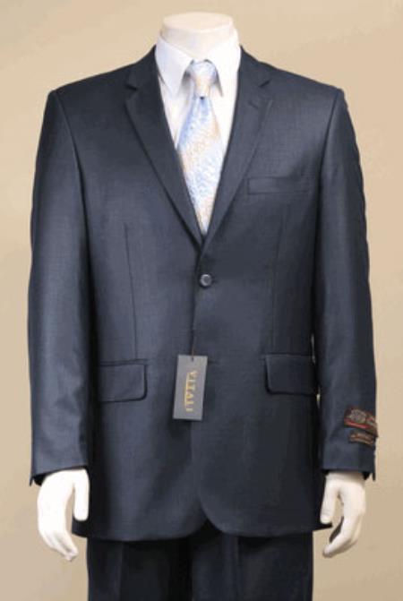 Mensusa Products Big and tall suits-Big and Tall Size 56 to 72 2Button Suit Shiny Sharkskin Navy Blue