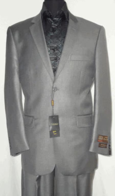 Mensusa Products Big and tall suits-Big and Tall Size 56 to 72 2Button Suit Shiny Sharkskin Silvery Gray