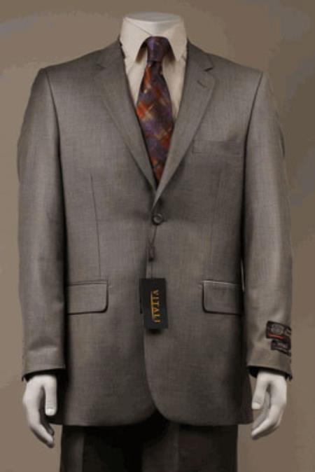 Mensusa Products Big and tall suits-Big and Tall Size 56 to 72 2Button Suit Shiny Sharkskin Beige
