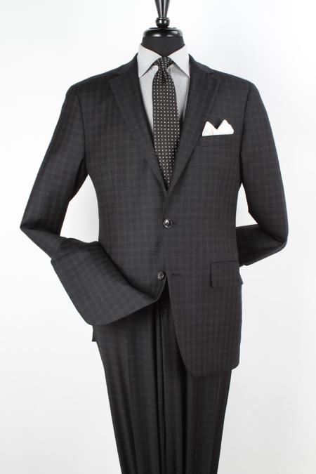 Mensusa Products Men's 2 Piece 1 Wool Executive Suit Black