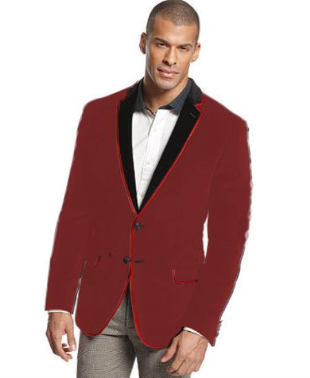 Mensusa Products Velvet Velour Blazer Formal Tuxedo Jacket Sport Coat Two Tone Trimming Notch Collar Brown