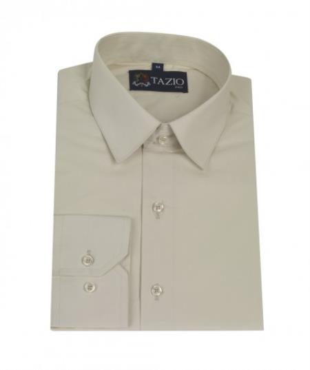Mensusa Products Mens Dress Shirt Slim Fit Cream