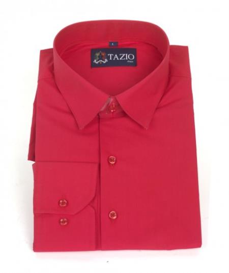 Mensusa Products Mens Dress Shirt Slim Fit Red