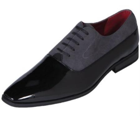 Mensusa Products Grey tuxedo-Men'sGrey tuxedo Shoe Contemporary Patent Smooth