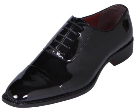 Mensusa Products Mens Black Classic Patent CapToe Tuxedo Oxford Dress Shoe