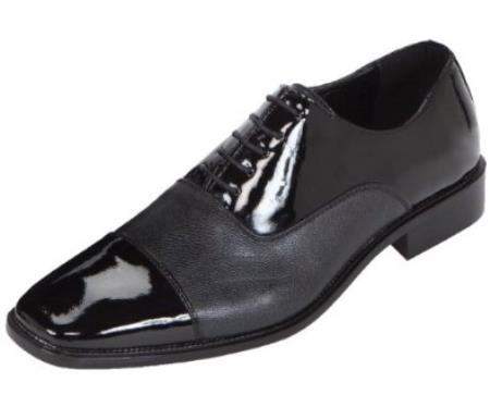 Mensusa Products Mens Black Classic Patent CapToe Oxford Dress Shoe99
