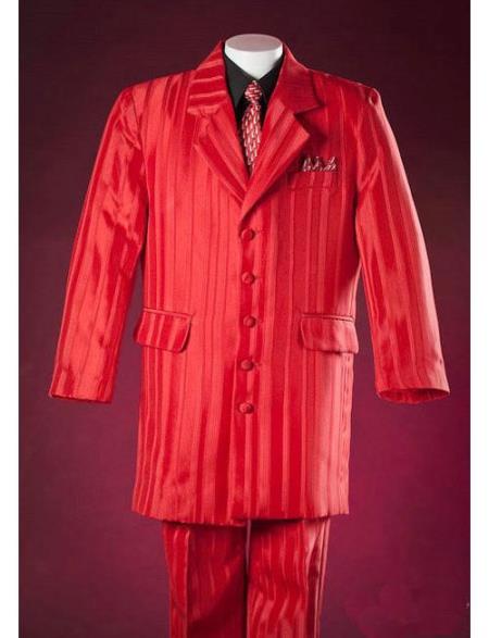 Mensusa Products 3 Piece Pinstripes Bright Red Notch Lapel Cheap Design For Boys Suits