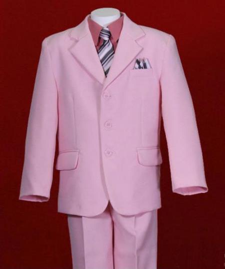 Mensusa Products Light Pink Notch Lapel Single Breasted 3 Piece Soft Polyester Cheap Boys Suits