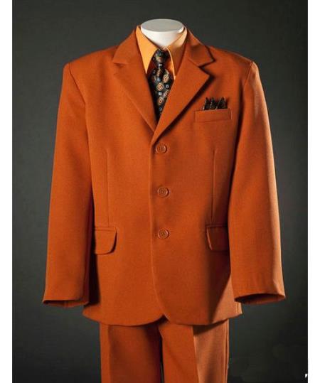 Mensusa Products Rust 3 Buttons Front Fully Lined 3 Piece Soft Polyester Boys Suits