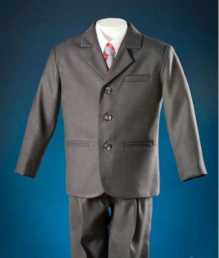 Mensusa Products 2 Piece Single Breasted Designer Notch Lapel Unique Soft Polyester Grey Boys Suit