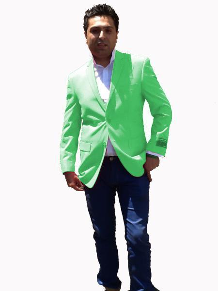 Mensusa Products Colored Bright Mens Sport Coat / Dinner Jacket Blazer Vented Live Green