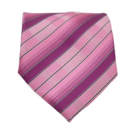 Mensusa Products Pink Striped Neck Tie and Handkerchief Set