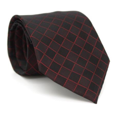 Mensusa Products Burgundy Diamond Checkered Neck Tie and Handkerchief Set39