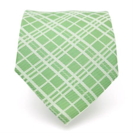 Mensusa Products Slim Green Striped Gentlemans Necktie with Matching Handkerchief Tie Set