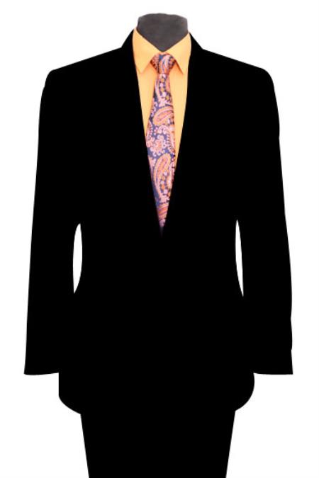 Mensusa Products Slim Fit Peak Lapel Pick Stitched Suit 1 One Button Suit Flat Front Pants Black