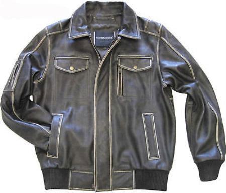 Mensusa Products Mens Leather Bomber Jacket, Cowhide Brown Black Distressed Hand Treatment tanners avenue jacket