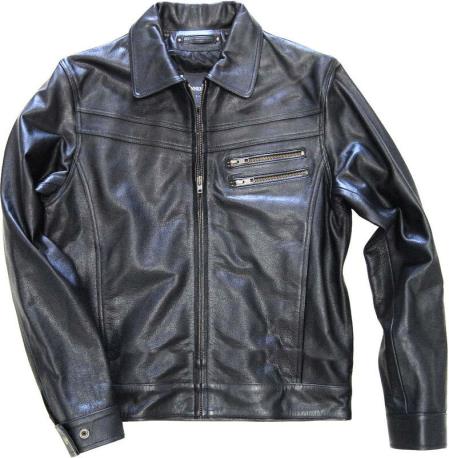 Mensusa Products Zip Front Genuine Leather Jacket. Slim Fit Black Distressed Simple tanners avenue jacket