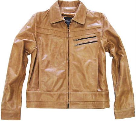Mensusa Products Zip Front Genuine Leather Jacket Slim Fit Cognac Distressed Simple tanners avenue jacket