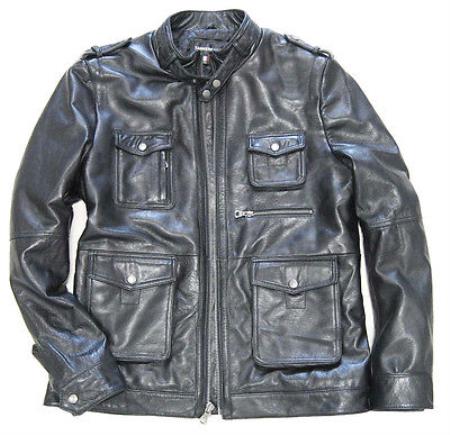 Mensusa Products Men's Military Field Inspired Lambskin Leather Jacket Zip Front tanners avenue jacket