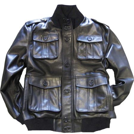 Mensusa Products mens Black safari/military inspired bomber with bellowed pockets & knit collar/cuffs tanners avenue jacket